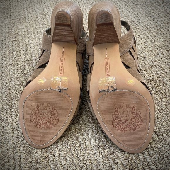 Vince Camuto Tiana Taupe Pebbled Leather Cage Booties - Picture 8 of 14